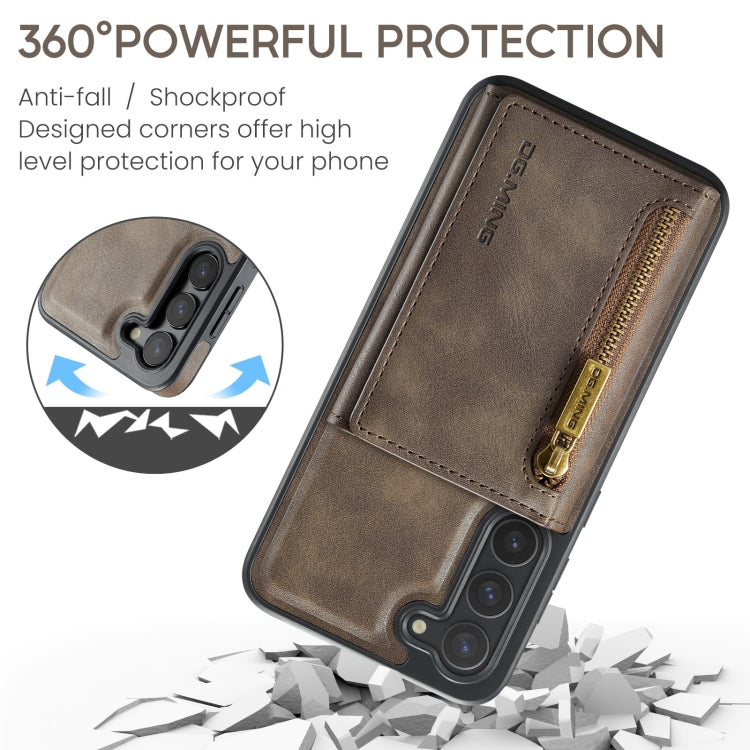 For Samsung Galaxy S23+ DG.MING M5 Series Zip RFID Multi Card Detachable Leather Phone Case(Coffee) - HoMEdemic™ 