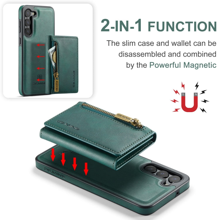 For Samsung Galaxy S23+ DG.MING M5 Series Zip RFID Multi Card Detachable Leather Phone Case(Green) - HoMEdemic™ 