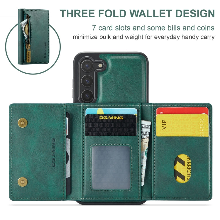 For Samsung Galaxy S23+ DG.MING M5 Series Zip RFID Multi Card Detachable Leather Phone Case(Green) - HoMEdemic™ 