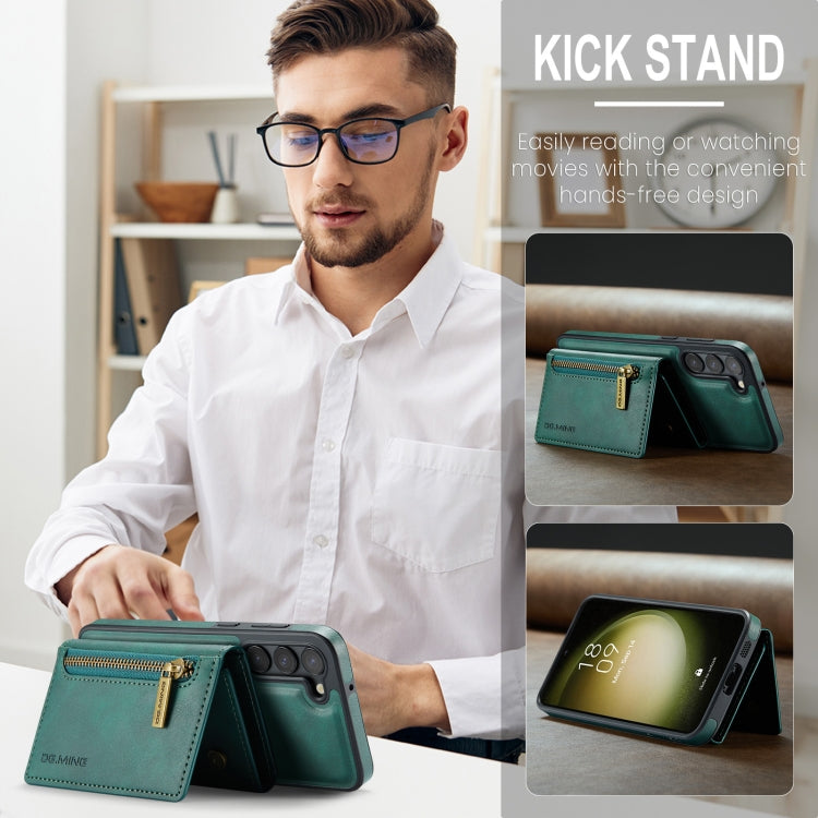 For Samsung Galaxy S23+ DG.MING M5 Series Zip RFID Multi Card Detachable Leather Phone Case(Green) - HoMEdemic™ 