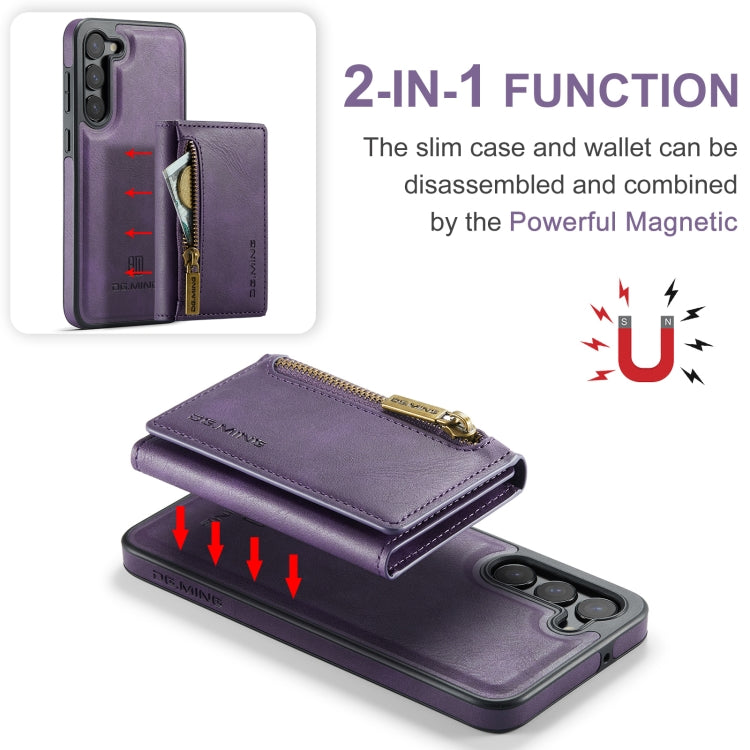 For Samsung Galaxy S23+ DG.MING M5 Series Zip RFID Multi Card Detachable Leather Phone Case(Purple) - HoMEdemic™ 