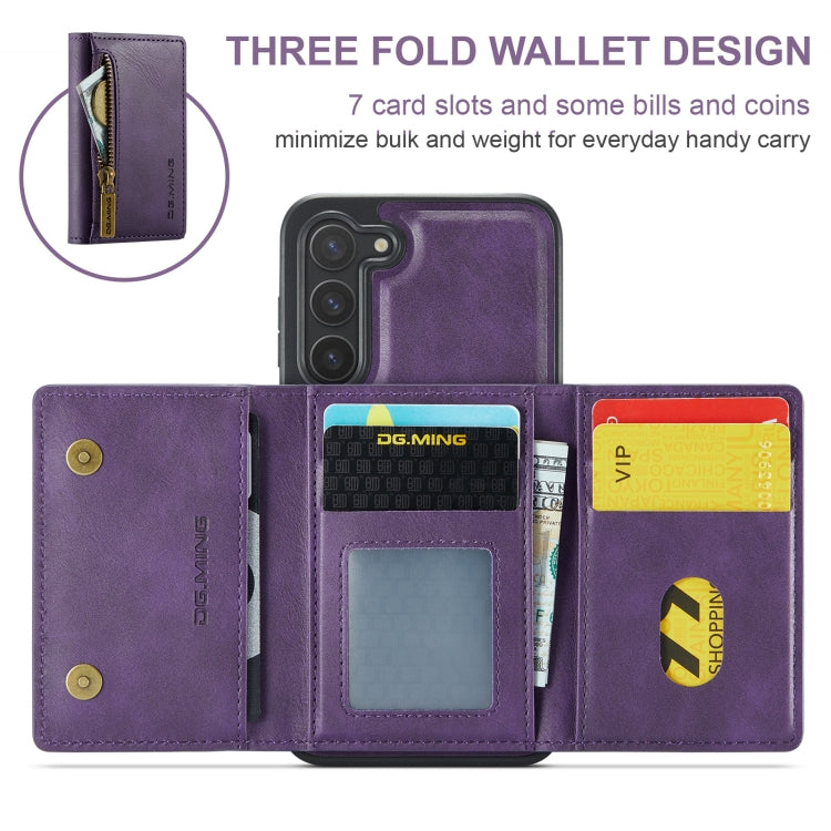For Samsung Galaxy S23+ DG.MING M5 Series Zip RFID Multi Card Detachable Leather Phone Case(Purple) - HoMEdemic™ 