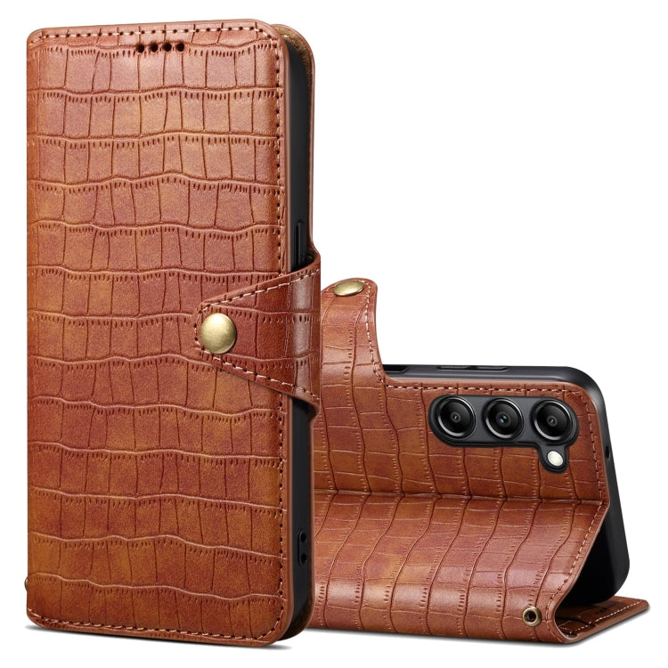 For Samsung Galaxy S23+ Denior Crocodile Texture Oil Edge Leather Phone Case(Brown) - HoMEdemic™ 