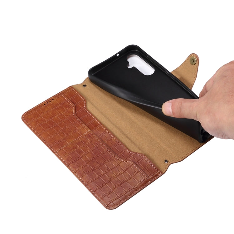 For Samsung Galaxy S23+ Denior Crocodile Texture Oil Edge Leather Phone Case(Brown) - HoMEdemic™ 