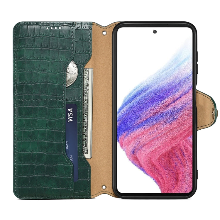 For Samsung Galaxy S23+ Denior Crocodile Texture Oil Edge Leather Phone Case(Green) - HoMEdemic™ 