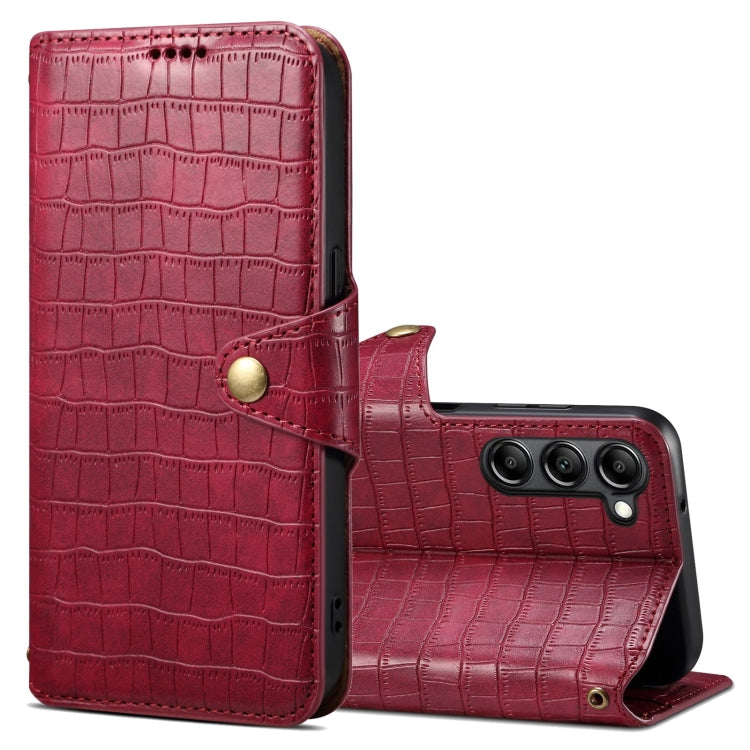 For Samsung Galaxy S23+ Denior Crocodile Texture Oil Edge Leather Phone Case(Rose Red) - HoMEdemic™ 