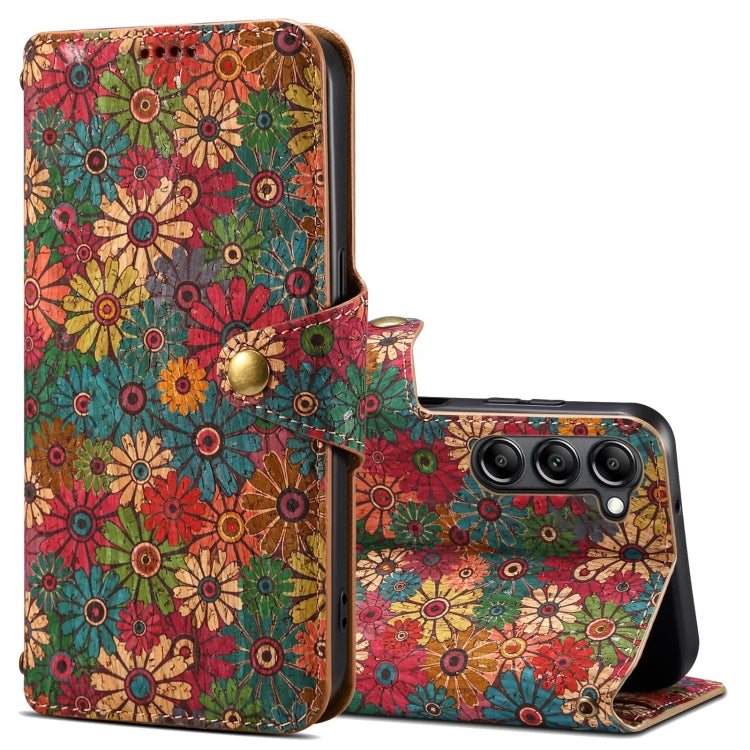 For Samsung Galaxy S23+ Denior Flower Language Series Cork Fabric Oil Edge Leather Phone Case(Spring) - HoMEdemic™ 