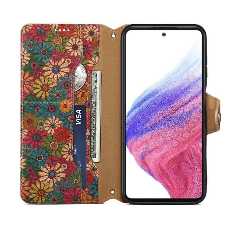 For Samsung Galaxy S23+ Denior Flower Language Series Cork Fabric Oil Edge Leather Phone Case(Spring) - HoMEdemic™ 