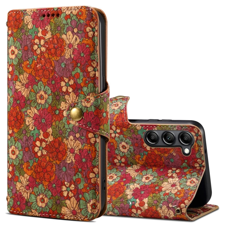 For Samsung Galaxy S23+ Denior Flower Language Series Cork Fabric Oil Edge Leather Phone Case(Summer) - HoMEdemic™ 