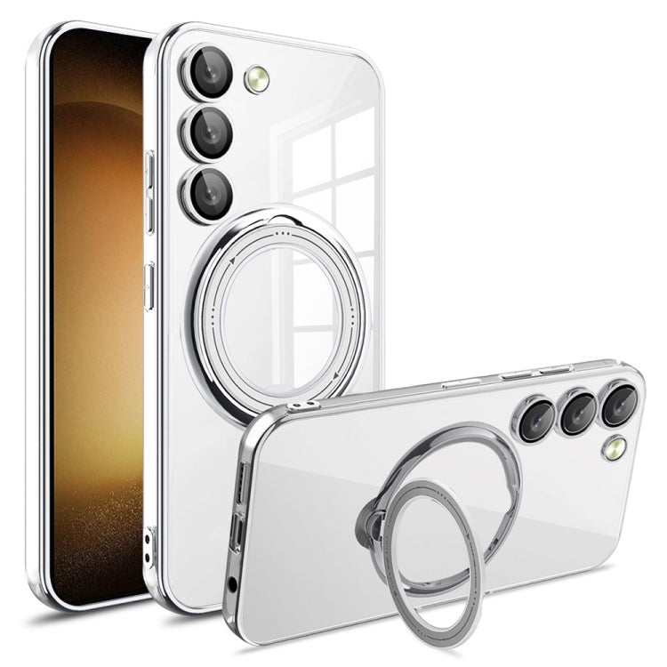 For Samsung Galaxy S23+ Electroplating MagSafe 360 Degree Rotation Holder Shockproof Phone Case(Silver) - HoMEdemic™ 