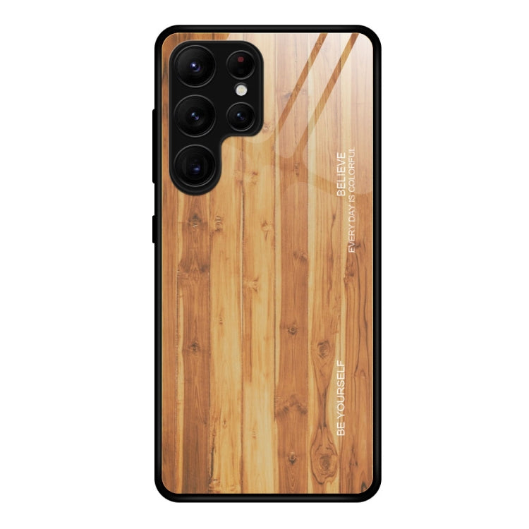 For Samsung Galaxy S23 Ultra 5G Wood Grain Glass Phone Case, For Samsung Galaxy S23 Ultra 5G - HoMEdemic™ 