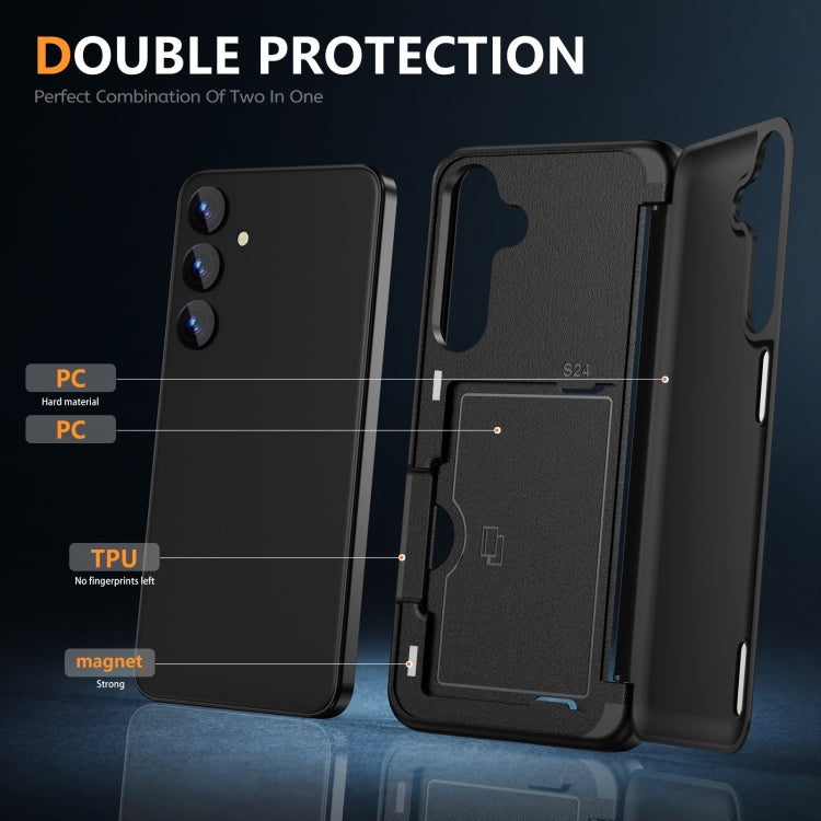 For Samsung Galaxy S24 5G 3 in 1 Flip Holder Phone Case(Black) - HoMEdemic™ 