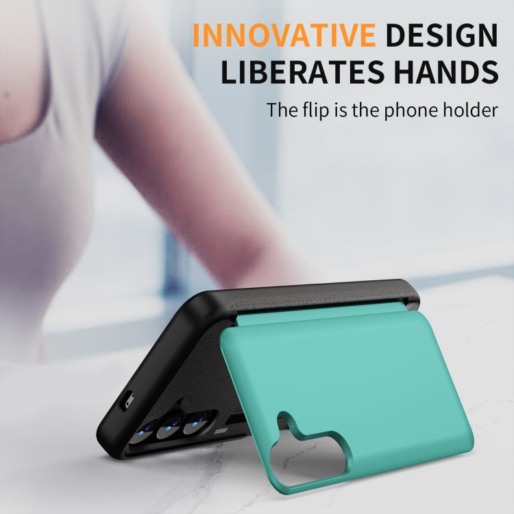 For Samsung Galaxy S24 5G 3 in 1 Flip Holder Phone Case(Cyan) - HoMEdemic™ 