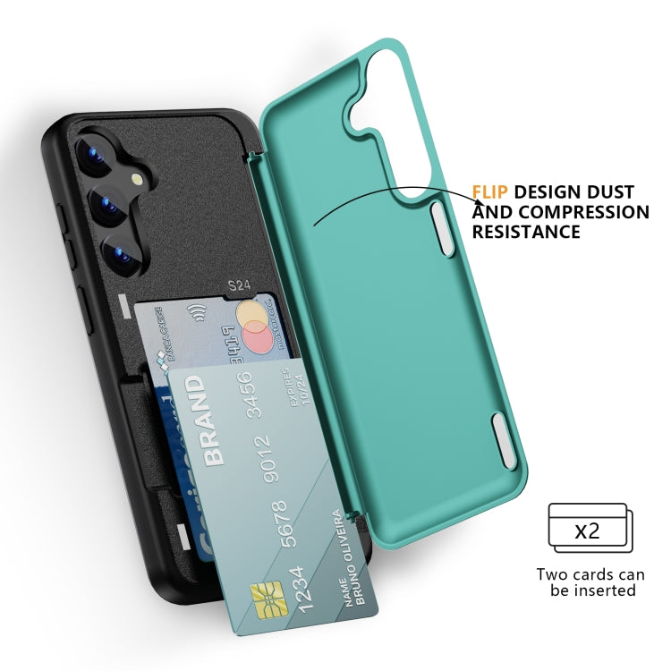 For Samsung Galaxy S24 5G 3 in 1 Flip Holder Phone Case(Cyan) - HoMEdemic™ 