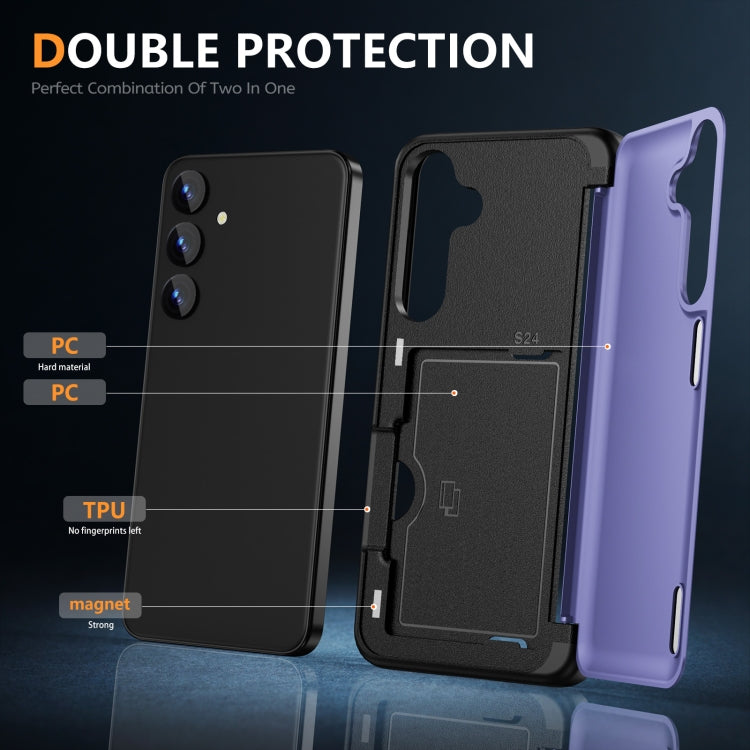 For Samsung Galaxy S24 5G 3 in 1 Flip Holder Phone Case(Light Purple) - HoMEdemic™ 