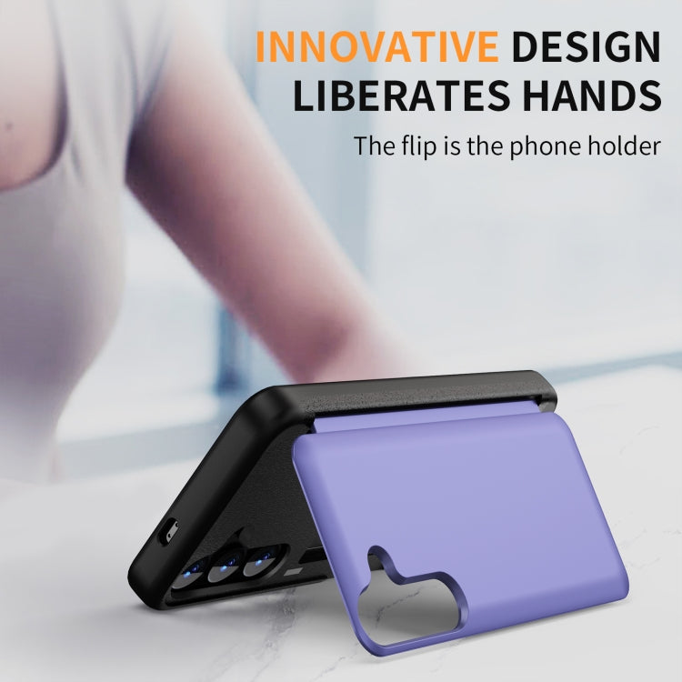 For Samsung Galaxy S24 5G 3 in 1 Flip Holder Phone Case(Light Purple) - HoMEdemic™ 