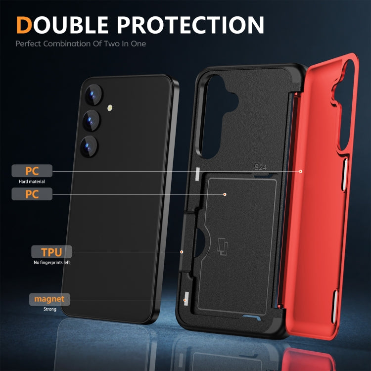 For Samsung Galaxy S24 5G 3 in 1 Flip Holder Phone Case(Red) - HoMEdemic™ 