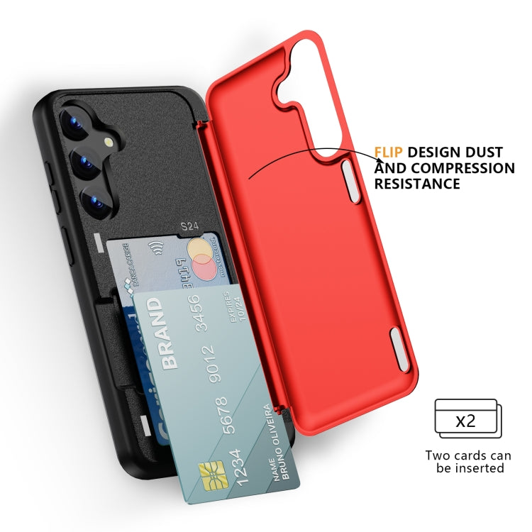 For Samsung Galaxy S24 5G 3 in 1 Flip Holder Phone Case(Red) - HoMEdemic™ 