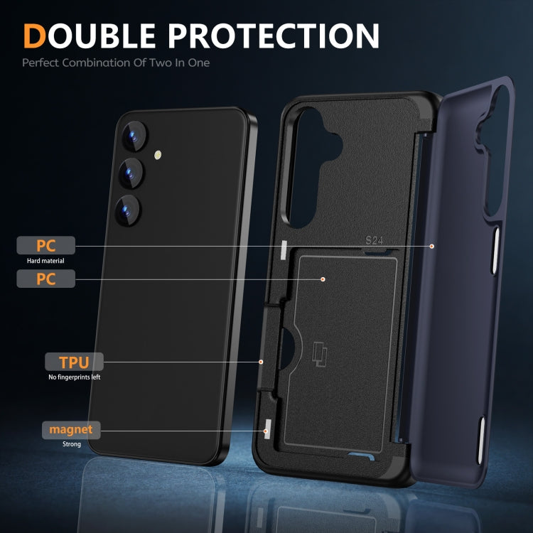 For Samsung Galaxy S24 5G 3 in 1 Flip Holder Phone Case(Royal Blue) - HoMEdemic™ 