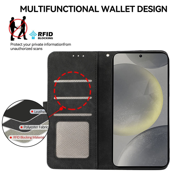 For Samsung Galaxy S24 5G ABEEL Color Block Magnetic RFID Leather Phone Case(Black-Green) - HoMEdemic™ 