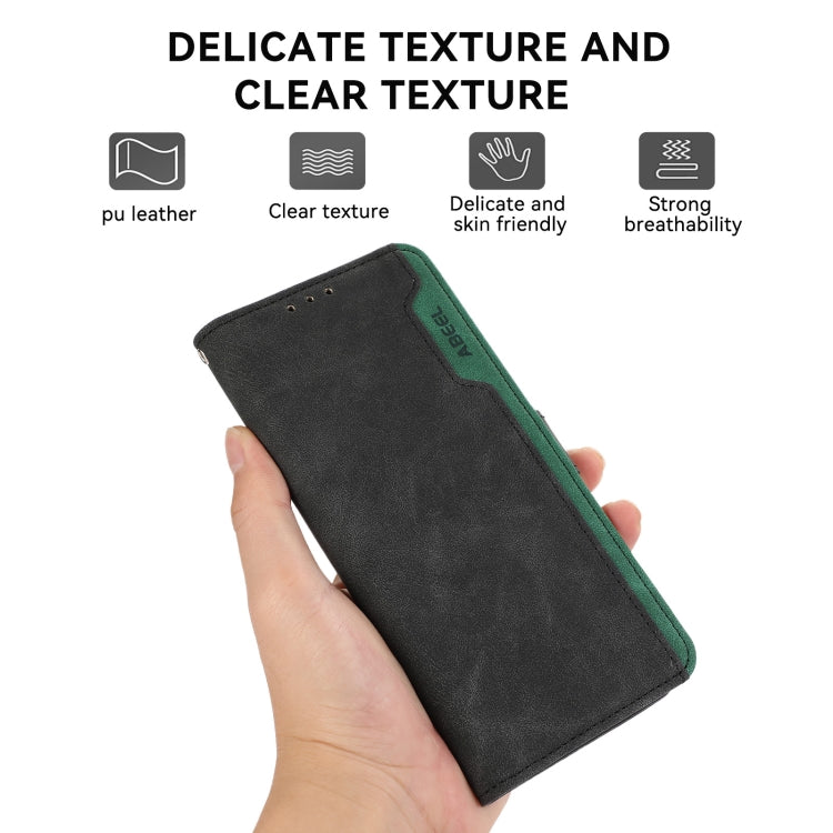 For Samsung Galaxy S24 5G ABEEL Color Block Magnetic RFID Leather Phone Case(Black-Green) - HoMEdemic™ 