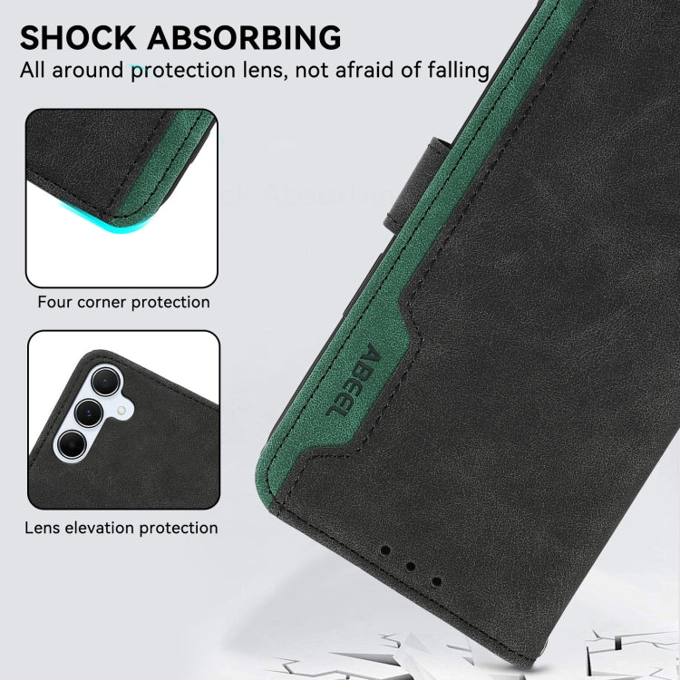 For Samsung Galaxy S24 5G ABEEL Color Block Magnetic RFID Leather Phone Case(Black-Green) - HoMEdemic™ 