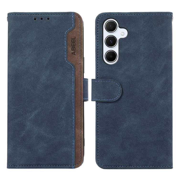 For Samsung Galaxy S24 5G ABEEL Color Block Magnetic RFID Leather Phone Case(Blue-Brown) - HoMEdemic™ 