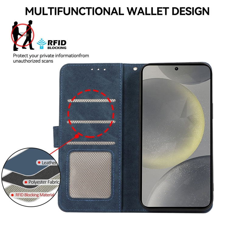 For Samsung Galaxy S24 5G ABEEL Color Block Magnetic RFID Leather Phone Case(Blue-Brown) - HoMEdemic™ 