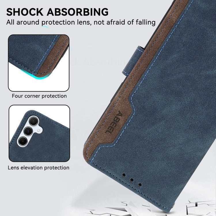 For Samsung Galaxy S24 5G ABEEL Color Block Magnetic RFID Leather Phone Case(Blue-Brown) - HoMEdemic™ 