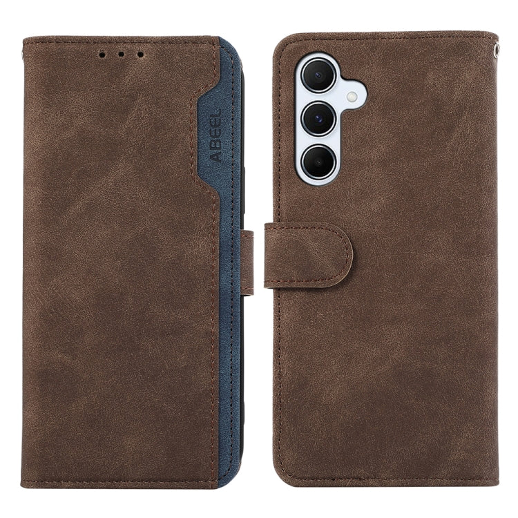 For Samsung Galaxy S24 5G ABEEL Color Block Magnetic RFID Leather Phone Case(Brown-Blue) - HoMEdemic™ 
