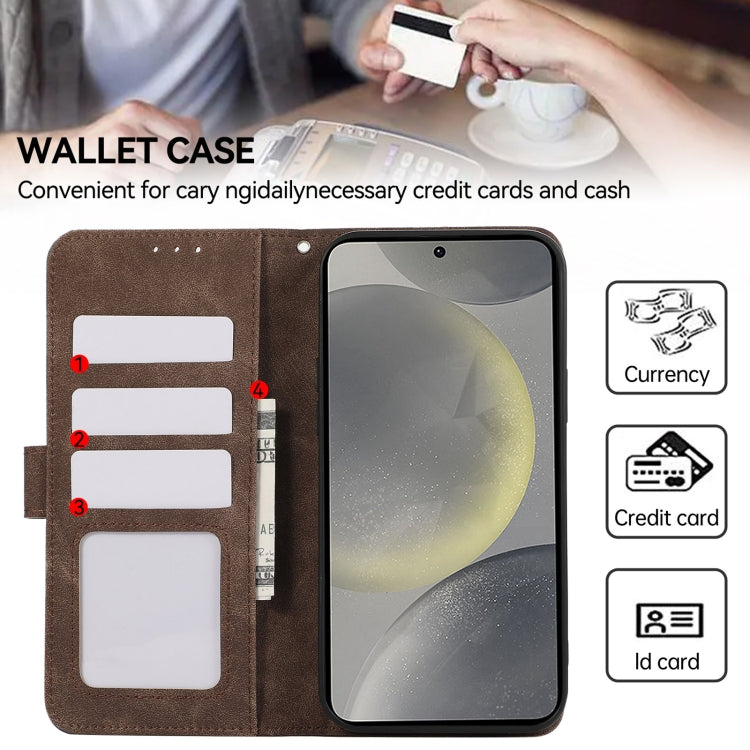 For Samsung Galaxy S24 5G ABEEL Color Block Magnetic RFID Leather Phone Case(Brown-Blue) - HoMEdemic™ 