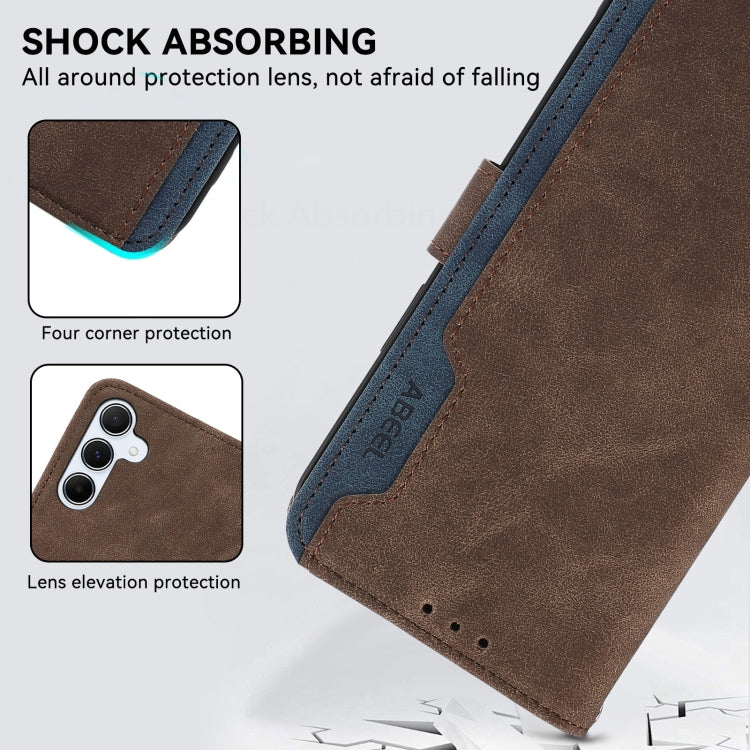 For Samsung Galaxy S24 5G ABEEL Color Block Magnetic RFID Leather Phone Case(Brown-Blue) - HoMEdemic™ 