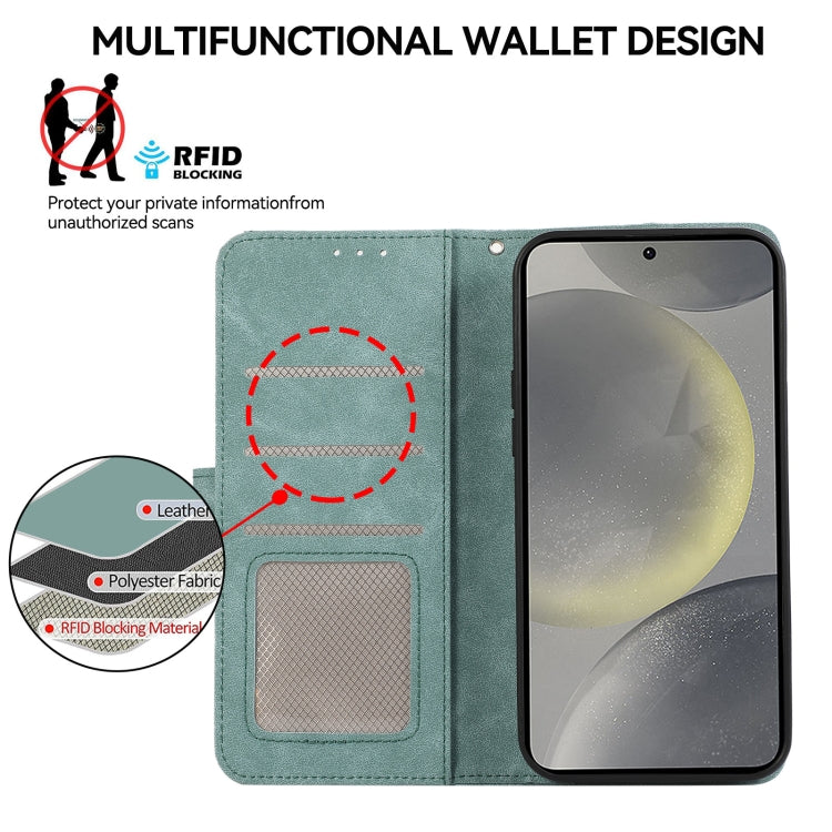 For Samsung Galaxy S24 5G ABEEL Color Block Magnetic RFID Leather Phone Case(Cyan-Pink) - HoMEdemic™ 