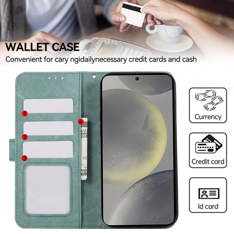 For Samsung Galaxy S24 5G ABEEL Color Block Magnetic RFID Leather Phone Case(Cyan-Pink) - HoMEdemic™ 