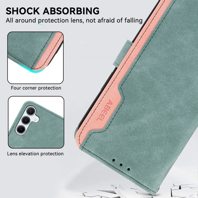 For Samsung Galaxy S24 5G ABEEL Color Block Magnetic RFID Leather Phone Case(Cyan-Pink) - HoMEdemic™ 