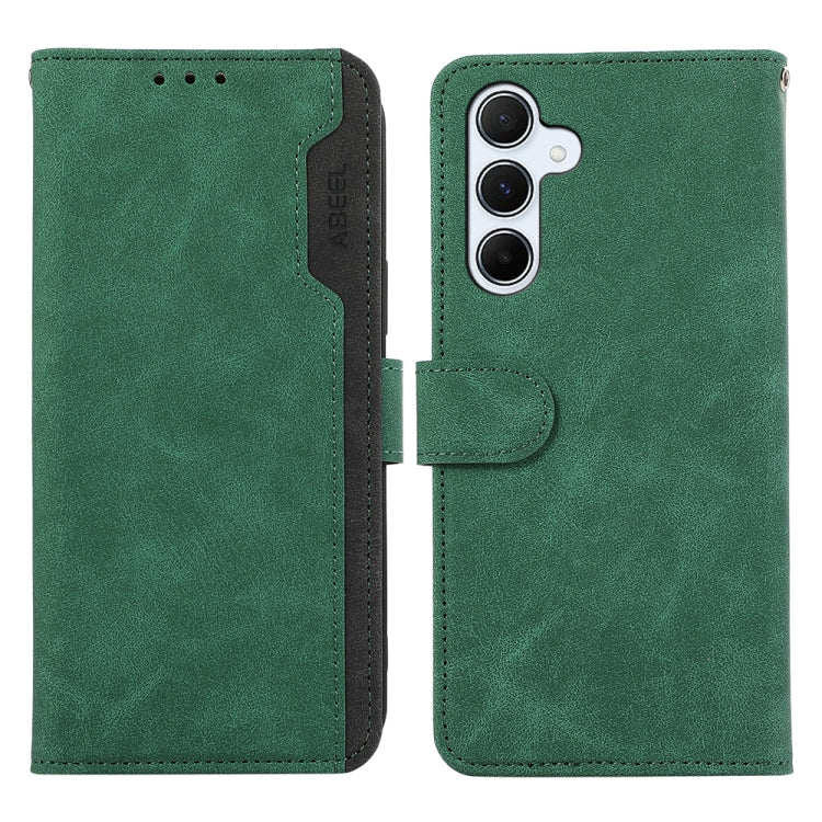For Samsung Galaxy S24 5G ABEEL Color Block Magnetic RFID Leather Phone Case(Green-Black) - HoMEdemic™ 