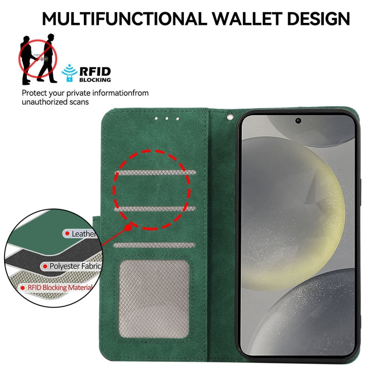 For Samsung Galaxy S24 5G ABEEL Color Block Magnetic RFID Leather Phone Case(Green-Black) - HoMEdemic™ 