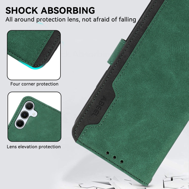 For Samsung Galaxy S24 5G ABEEL Color Block Magnetic RFID Leather Phone Case(Green-Black) - HoMEdemic™ 