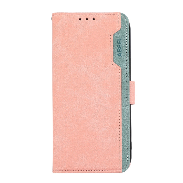For Samsung Galaxy S24 5G ABEEL Color Block Magnetic RFID Leather Phone Case(Pink-Cyan) - HoMEdemic™ 
