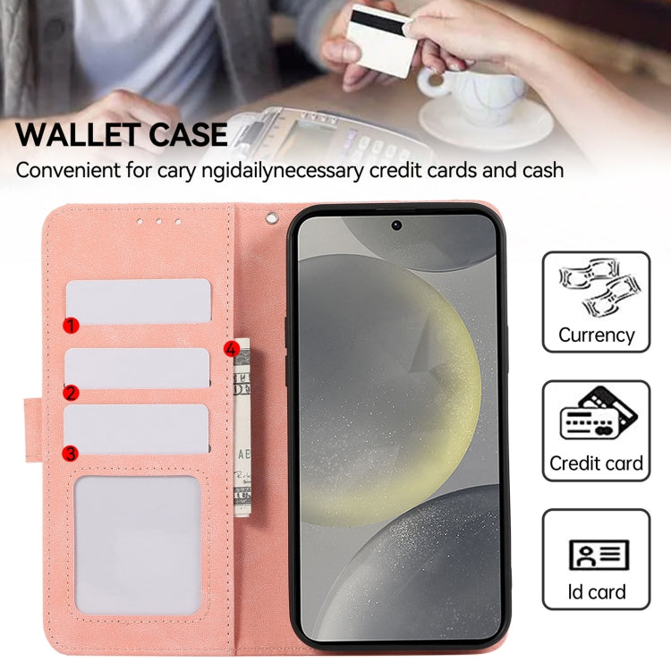 For Samsung Galaxy S24 5G ABEEL Color Block Magnetic RFID Leather Phone Case(Pink-Cyan) - HoMEdemic™ 