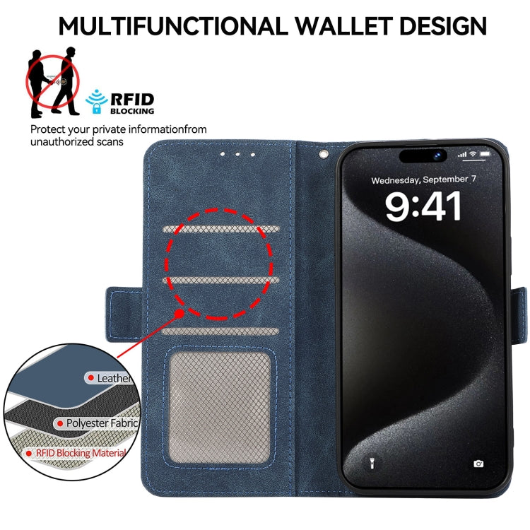 For Samsung Galaxy S24 5G ABEEL Frosted Magnetic RFID Leather Phone Case(Blue) - HoMEdemic™ 