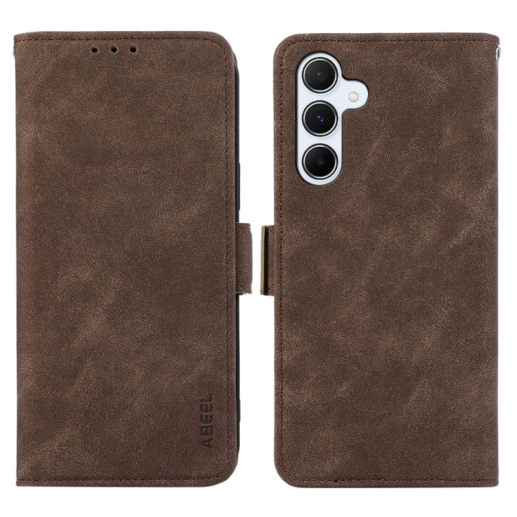 For Samsung Galaxy S24 5G ABEEL Frosted Magnetic RFID Leather Phone Case(Brown) - HoMEdemic™ 
