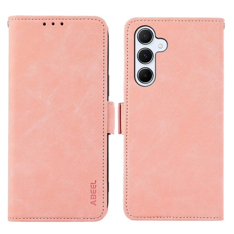 For Samsung Galaxy S24 5G ABEEL Frosted Magnetic RFID Leather Phone Case(Pink) - HoMEdemic™ 
