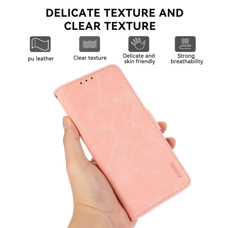 For Samsung Galaxy S24 5G ABEEL Frosted Magnetic RFID Leather Phone Case(Pink) - HoMEdemic™ 
