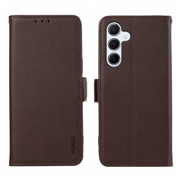 For Samsung Galaxy S24 5G ABEEL Side-Magnetic Litchi Pattern Leather RFID Phone Case(Brown) - HoMEdemic™ 
