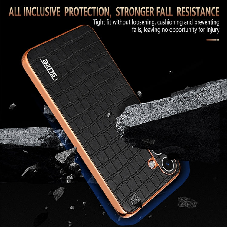 For Samsung Galaxy S24 5G AZNS Electroplated Frame Crocodile Texture Full Coverage Phone Case(White) - HoMEdemic™ 