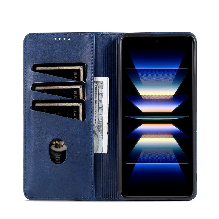 For Samsung Galaxy S24 5G AZNS Magnetic Calf Texture Flip Leather Phone Case(Dark Blue) - HoMEdemic™ 