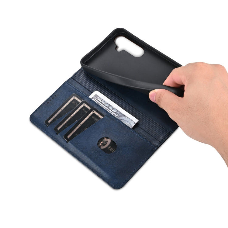 For Samsung Galaxy S24 5G AZNS Magnetic Calf Texture Flip Leather Phone Case(Dark Blue) - HoMEdemic™ 