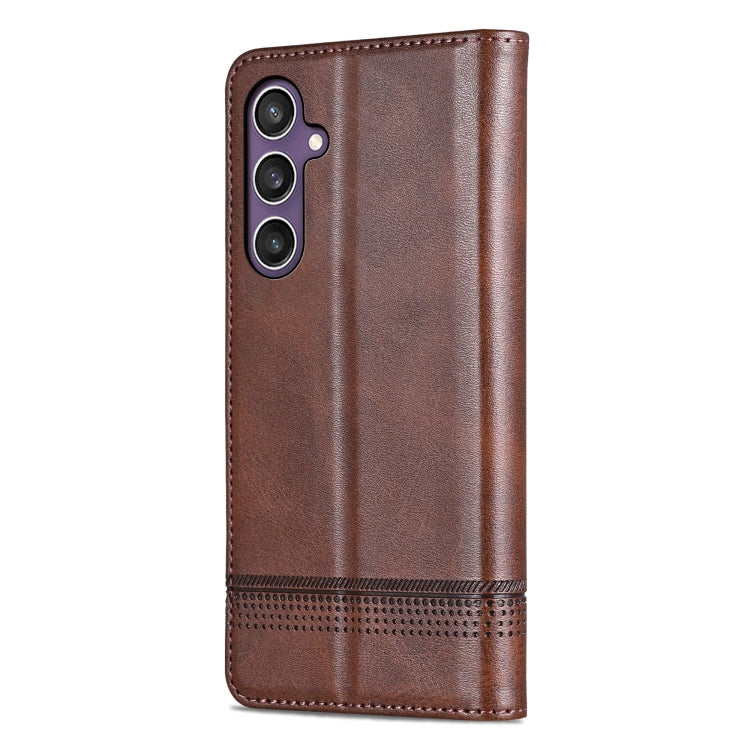 For Samsung Galaxy S24 5G AZNS Magnetic Calf Texture Flip Leather Phone Case(Dark Brown) - HoMEdemic™ 