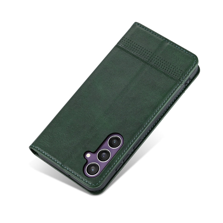 For Samsung Galaxy S24 5G AZNS Magnetic Calf Texture Flip Leather Phone Case(Dark Green) - HoMEdemic™ 
